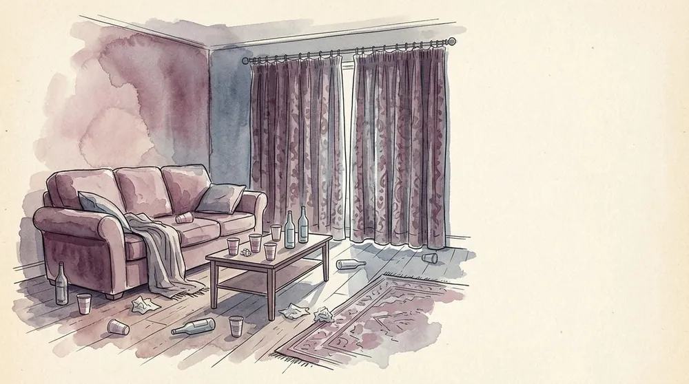 Illustration de l'escape game « Avant le Conseil » : la pièce au petit matin, après la soirée