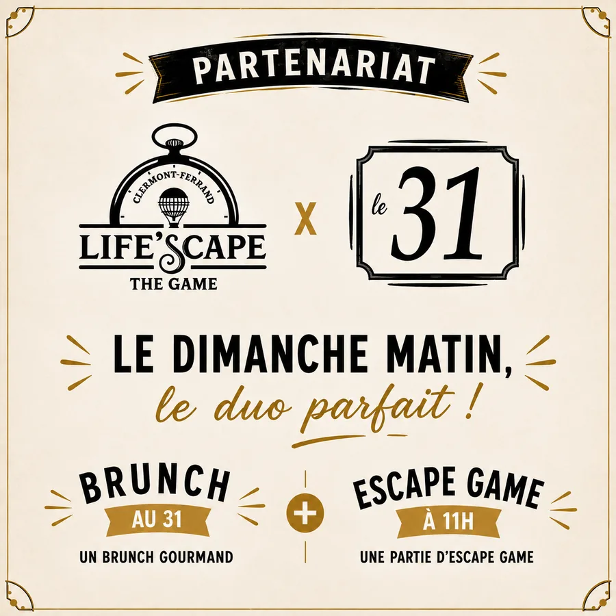 Pack Brunch au 31 + Escape Game — Le dimanche matin, le duo parfait