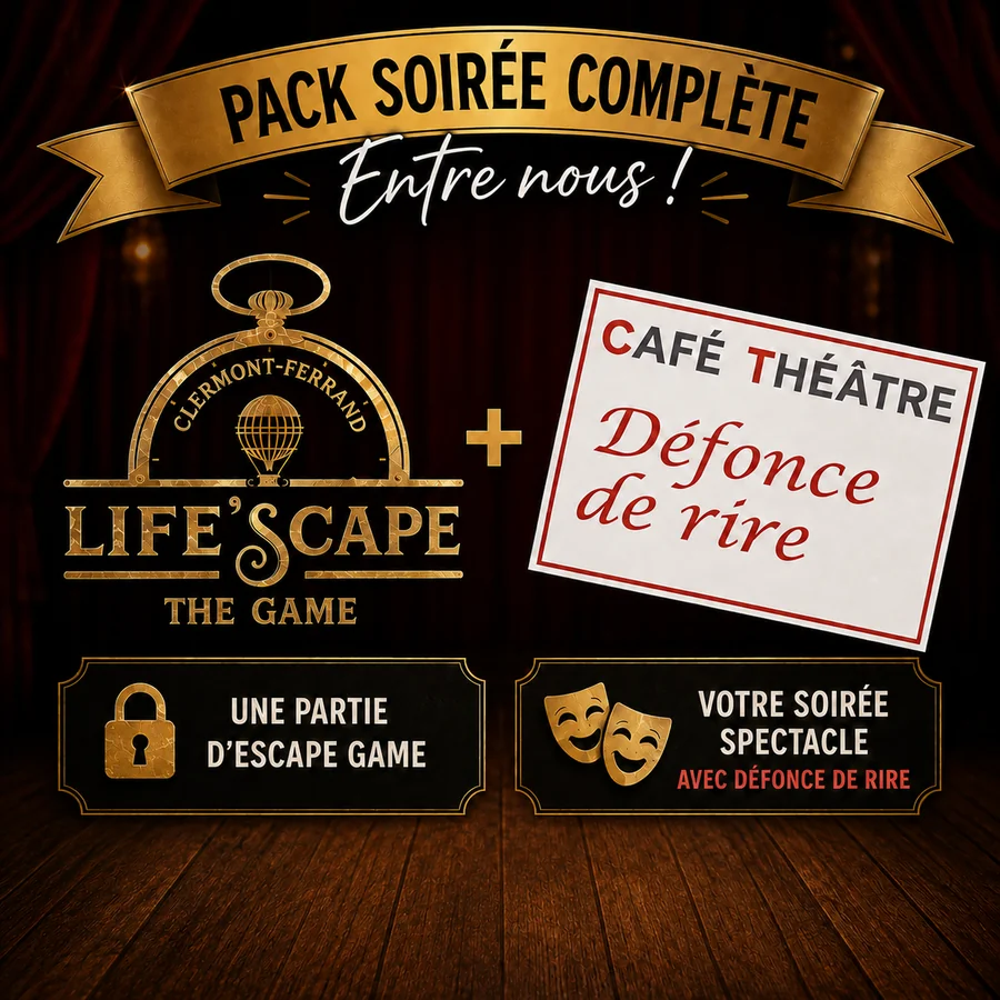Pack Soirée « Défonce de rire » — Escape game + café-théâtre