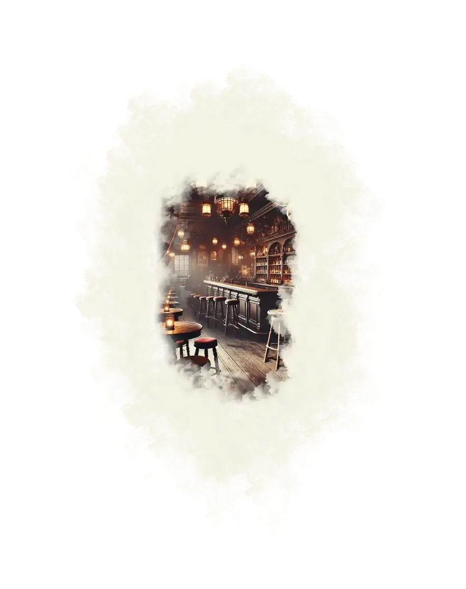 Bar de saloon du Far West avec bouteilles anciennes