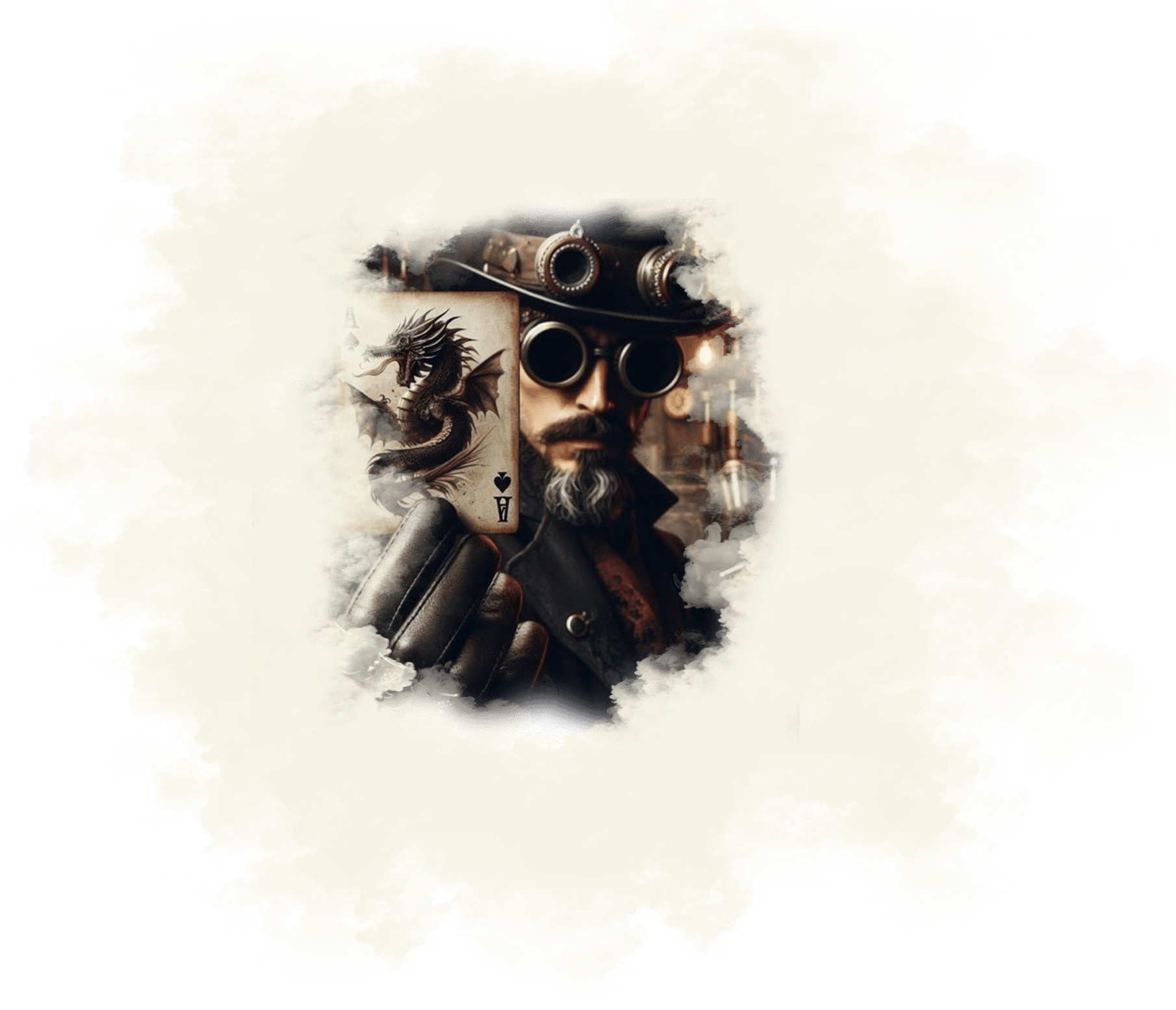 EVJF - Un homme vêtu d’une tenue steampunk tenant un as de pique mystérieux.